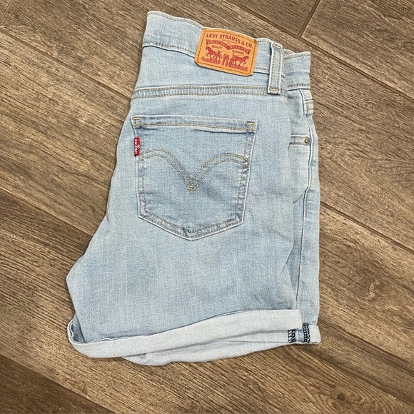 Levi's Pants - Levi's Classic Light Blue Cuffed Mid-length Jean Shorts